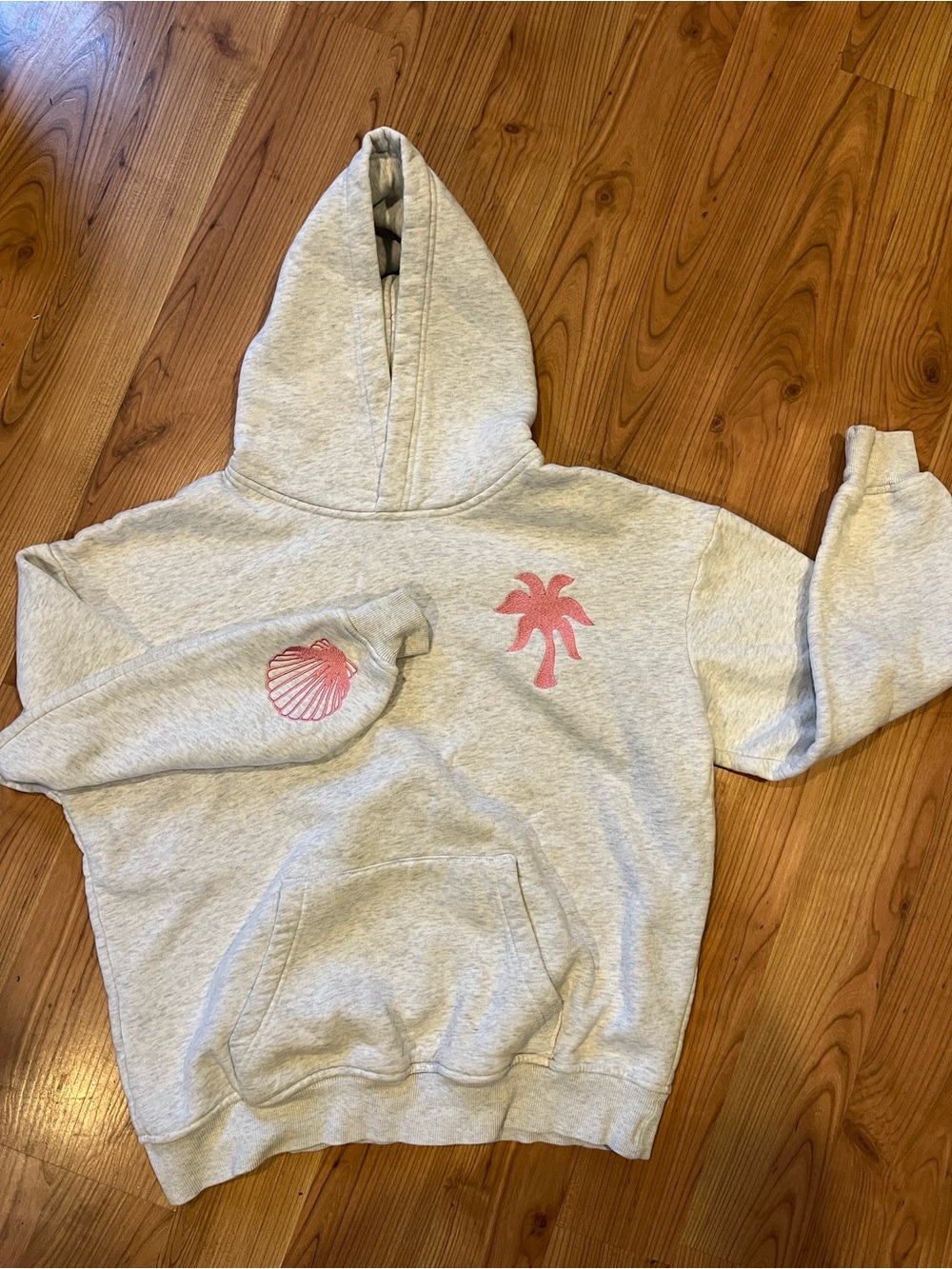 Pink palm puff hoodie